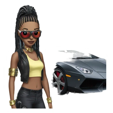 Cyber punk in front of two lambos  sticker