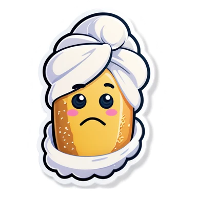 A Twinkie with cream and a towel covering her face sticker