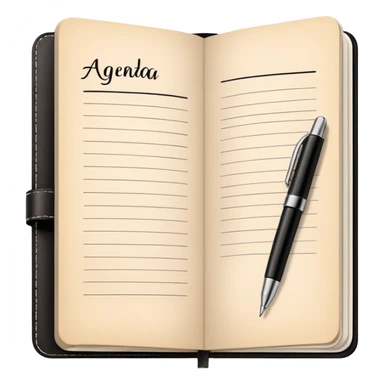 daily planner agenda leather with open page and pen sticker