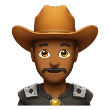 cowboy who is wearing a hat made out of fire sticker