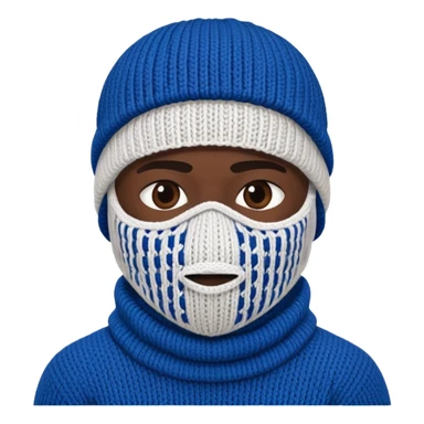 ski mask blue and white on half sides sticker