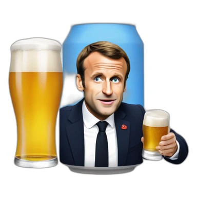 Emmanuel Macron qui boit une bière  sticker