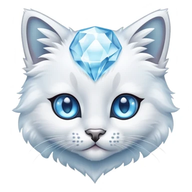 cute crystal kitten, snowy fur, icy blue eyes sticker