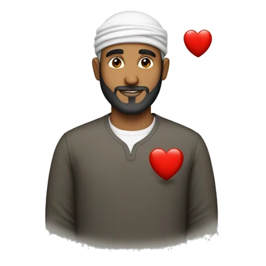 muslim man with red heart sticker