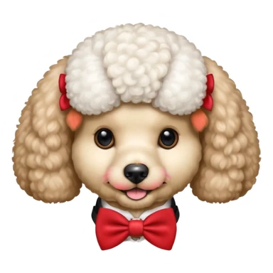 Poodle with red bow tie, half body sticker