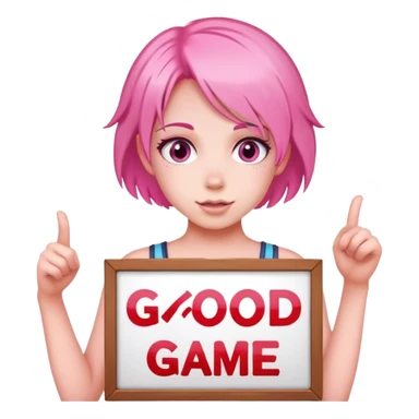 girl with pink hair sign saying "Good Game" sticker