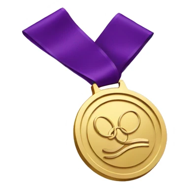 gold olympics medal with purple ribbon sticker