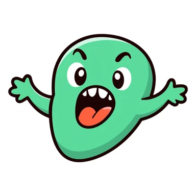 cartoon face screaming 'aahh', exaggerated open mouth, surprised eyes sticker