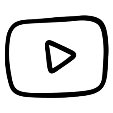 Hand drawn miniature YouTube logo with play button inside rounded rectangle sticker