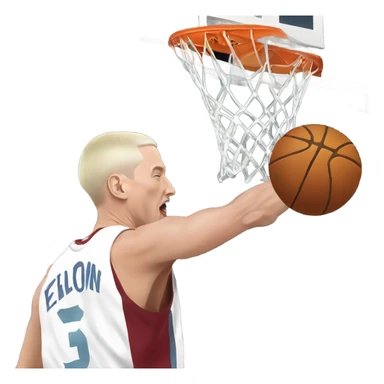 Eminem dunking a basketball with elon musk sticker