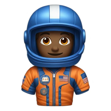 A blue and orange astronaut baseball player sticker