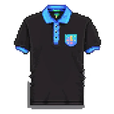 polo shirt with AI design, technological details in pixel art style sticker