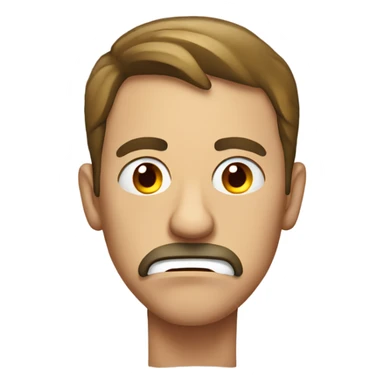 Disgusted man with red on mouth sticker