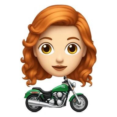 Femme ROUSSE aux yeux verts cheveux court sur une moto sticker