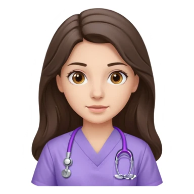 pretty brunette nurse with long hair in lilac scrubs sticker