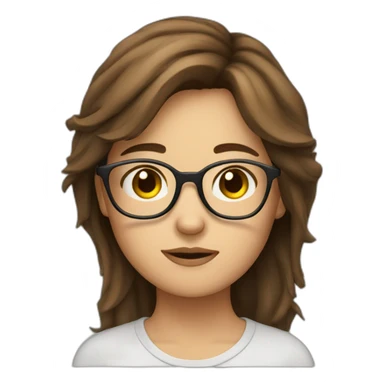 tired girl with brown hair and glasses sticker