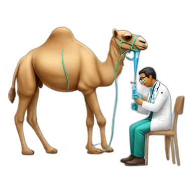 Camel being injected by a doctor sticker