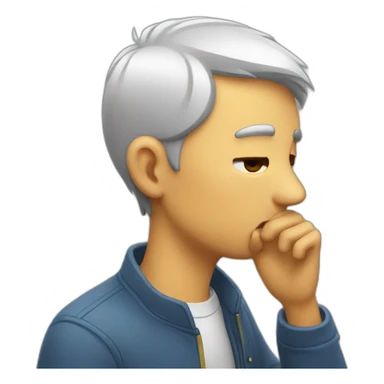 a man kisses and scratches his head sticker