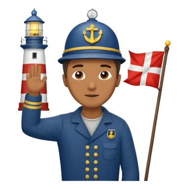 Keeper raising signal flag at lighthouse sticker