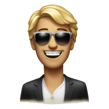 movie star with sunglasses and shiny diamond teeth sticker