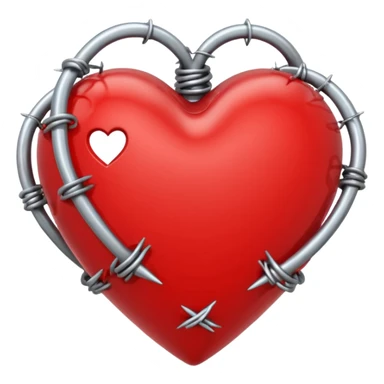 red heart emoji with silver barbed wire wrapped around the heart sticker