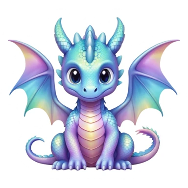 baby dragon sitting, pastel iridescent colors sticker