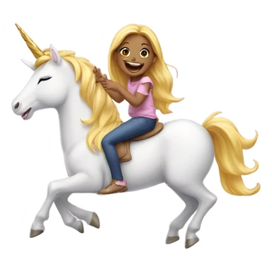 Cute girl laughing on a unicorn sticker