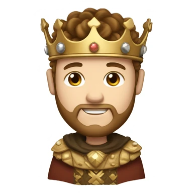 A king with a crown, white skin, light brown hair and low beard with no mustache sticker