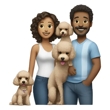 Family with 2 poodles sticker