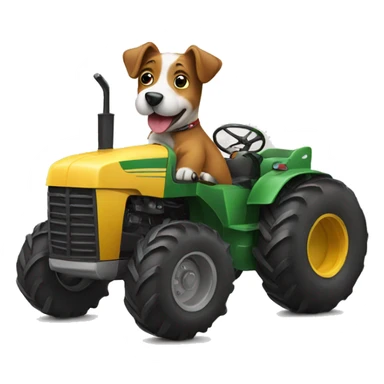 Dog riding a tractor sticker