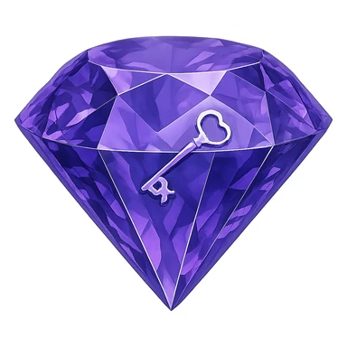 complex real diamond, color #9665db, with 🗝️key  symbol on the diamond. sticker