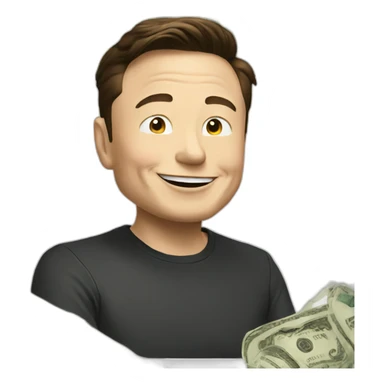 elon musk happy with money sticker