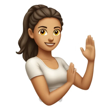 Tanned brunette yoga girl light clothes n sticker