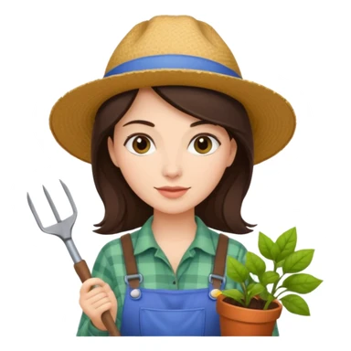 Brunette female gardener holding tools sticker