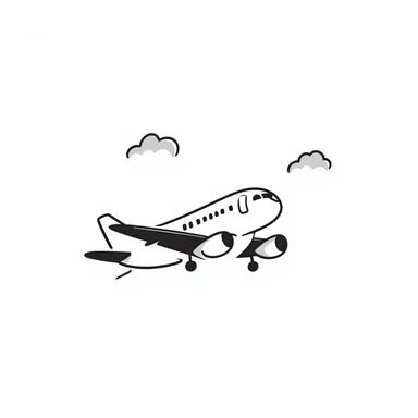 an airplane taking off, hand-drawn doodle style sticker