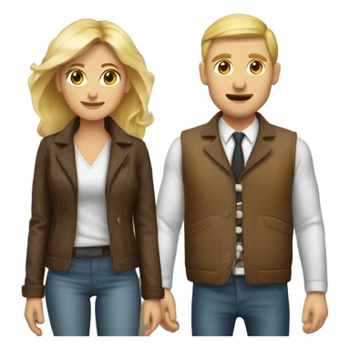 Une femme blonde et un homme brun habillés avec une veste de cuire s’embrassant sticker