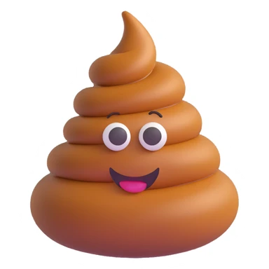3D style poop emoji, classic swirl shape, glossy finish sticker
