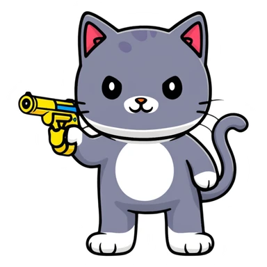 mischievous cat with a squirt gun sticker