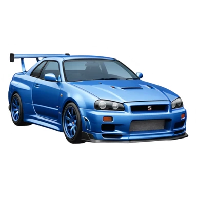 Nissan Skyline GTR R34, side view, compact, emoji style, Discord icon sticker