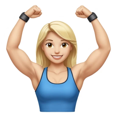 blonde young women show biceps emoji sticker