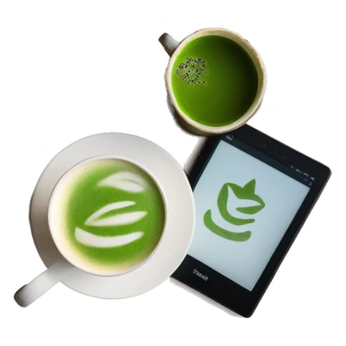 kindle ereader next to a matcha latte sticker