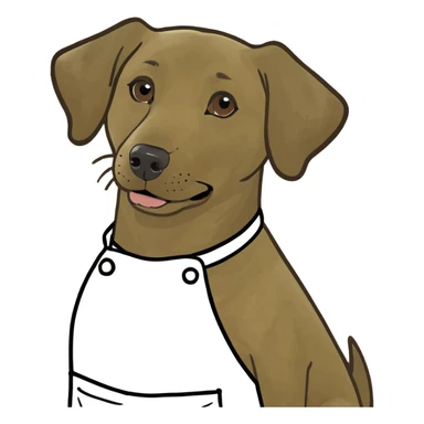 Brown dog wearing an apron sticker