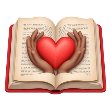 un libro abierto y que en sus paginas haya un corazon hecho con las manos sticker