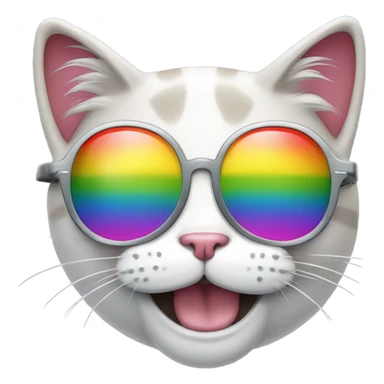laughing cat with tears wearing rainbow glasses sticker