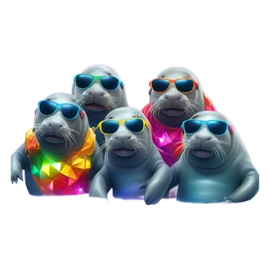 manatee disco party sticker