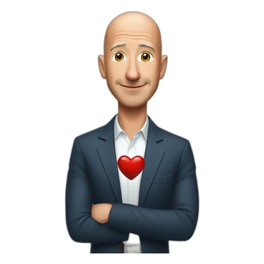Jeff bezos with heart sticker