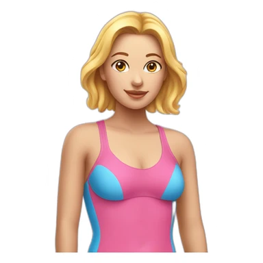 Femme en maillot de bain rose à trait bleu sticker