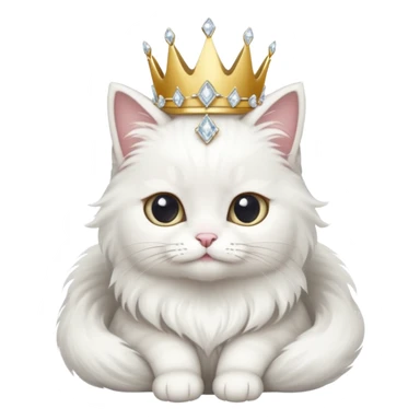 Cat Queen – fluffy white cat with a small diamond tiara, sitting
 sticker