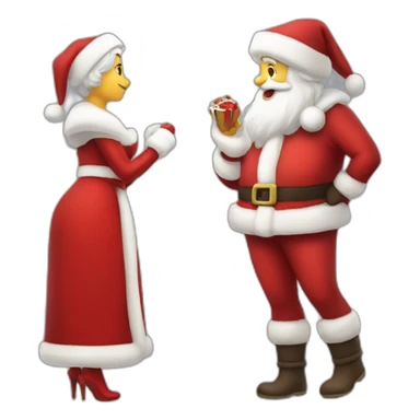 full body santa and mrs. claus kiss sticker