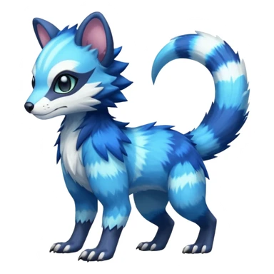 Colorful translucent luminescent glowing Trico-Sergal-Furret-Ferret-Wolverine-Vernid-furry-fursona-fusion-Fakemon-animal-hybrid-creature, full body sticker